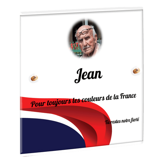 Plaque funéraire - Bandeau bleu blanc rouge