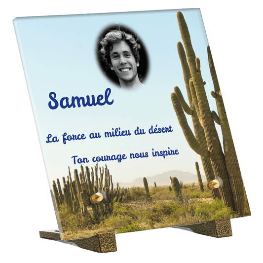 Plaque funéraire - Cactus dans le désert