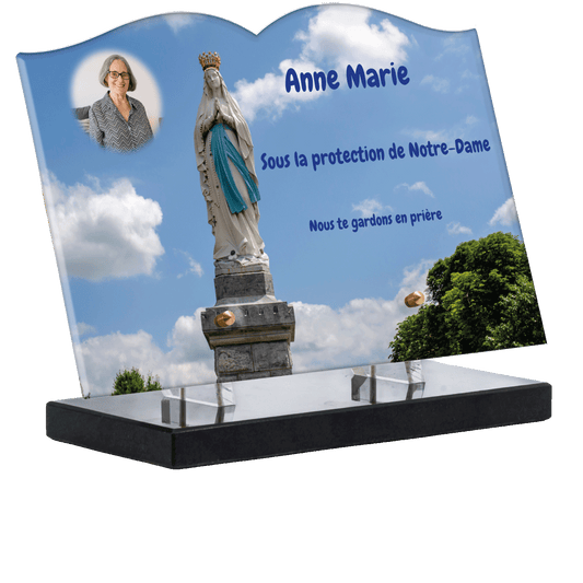 Plaque funéraire - Statue de la Dame de Lourdes