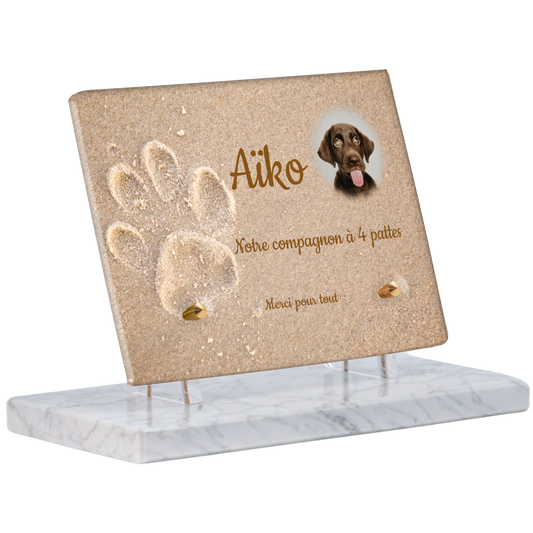 Plaque funéraire - Empreinte de chien