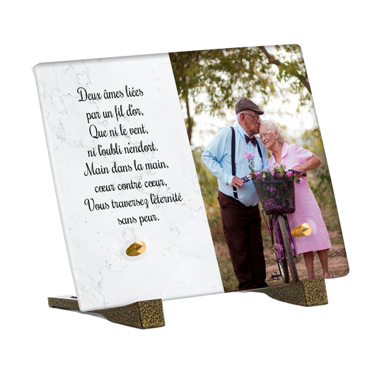 Plaque Funéraire - Demi-cadre marbre blanc