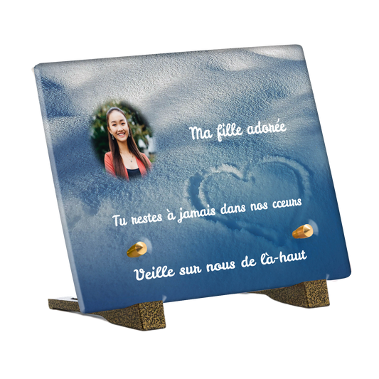Plaque Funéraire - Cœur dans la neige