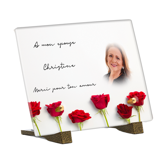 Plaque Funéraire - Roses rouges