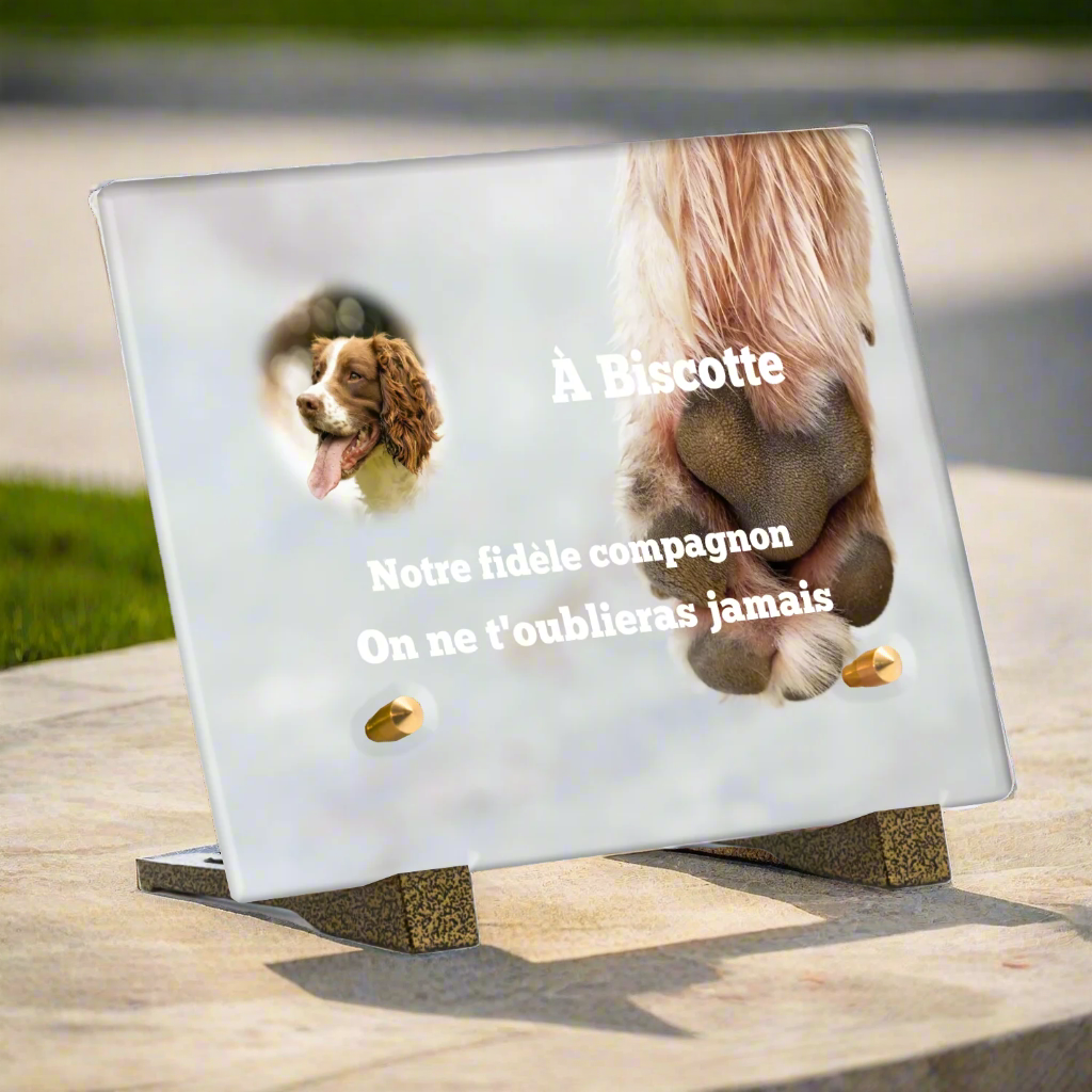 Plaque funéraire personnalisée en plexiglass