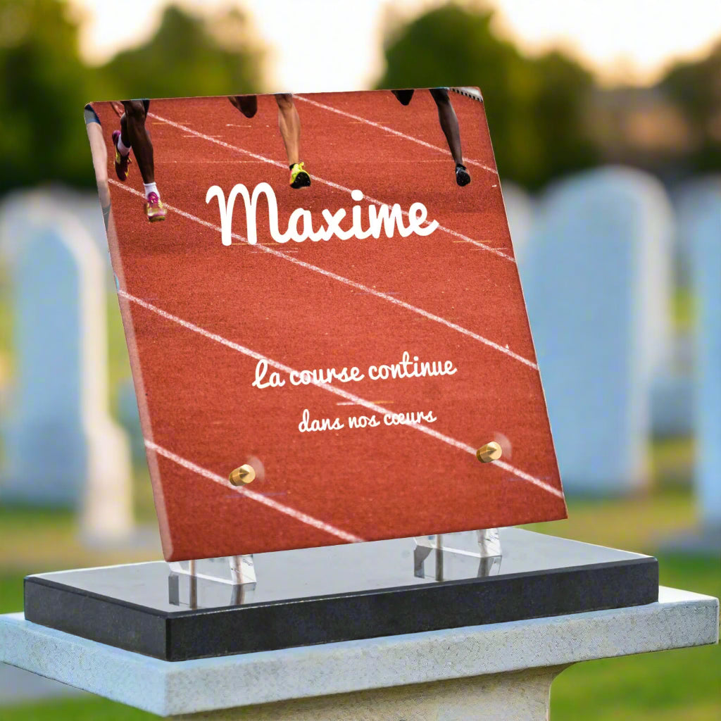 Plaque funéraire plexiglas Athletisme2