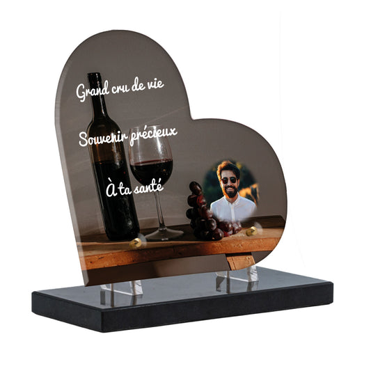 Plaque Funéraire - Bouteille de vin rouge