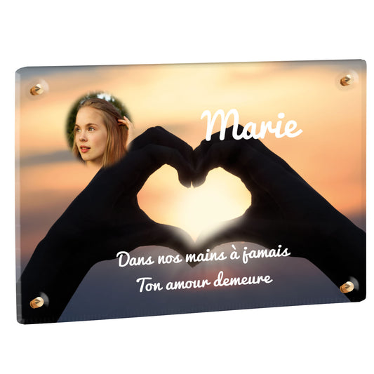 Plaque Funéraire - Cœur mains