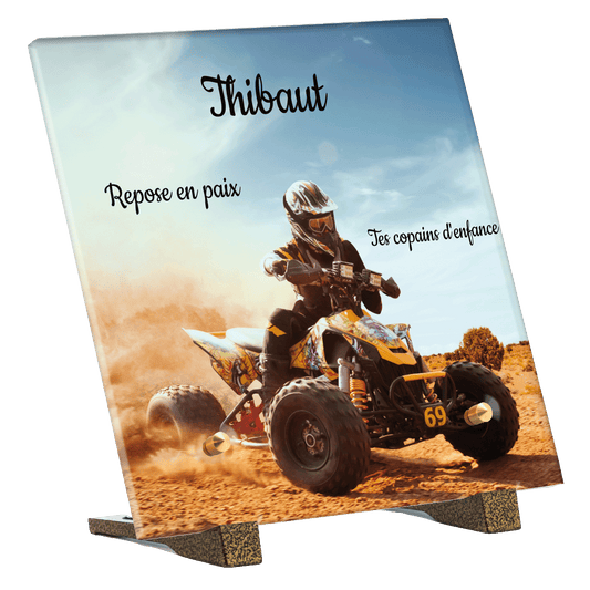 Plaque funéraire - Dérapage de quad