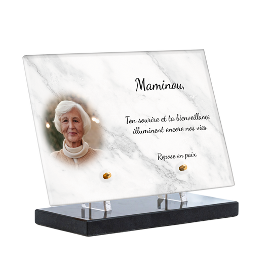 Plaque Funéraire - Marbre Blanc