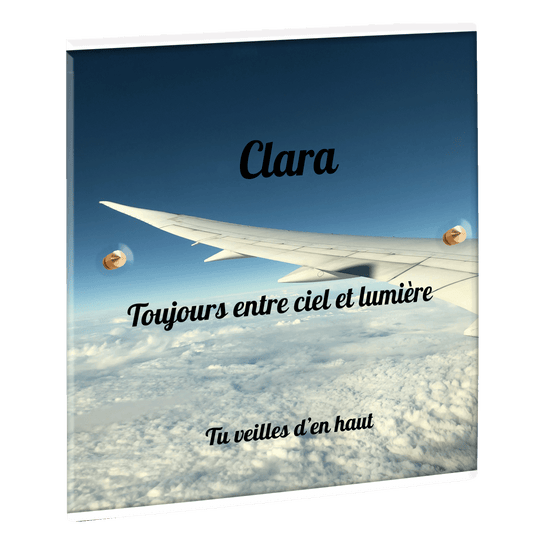 Plaque funéraire - Aile d'avion au dessus des nuages