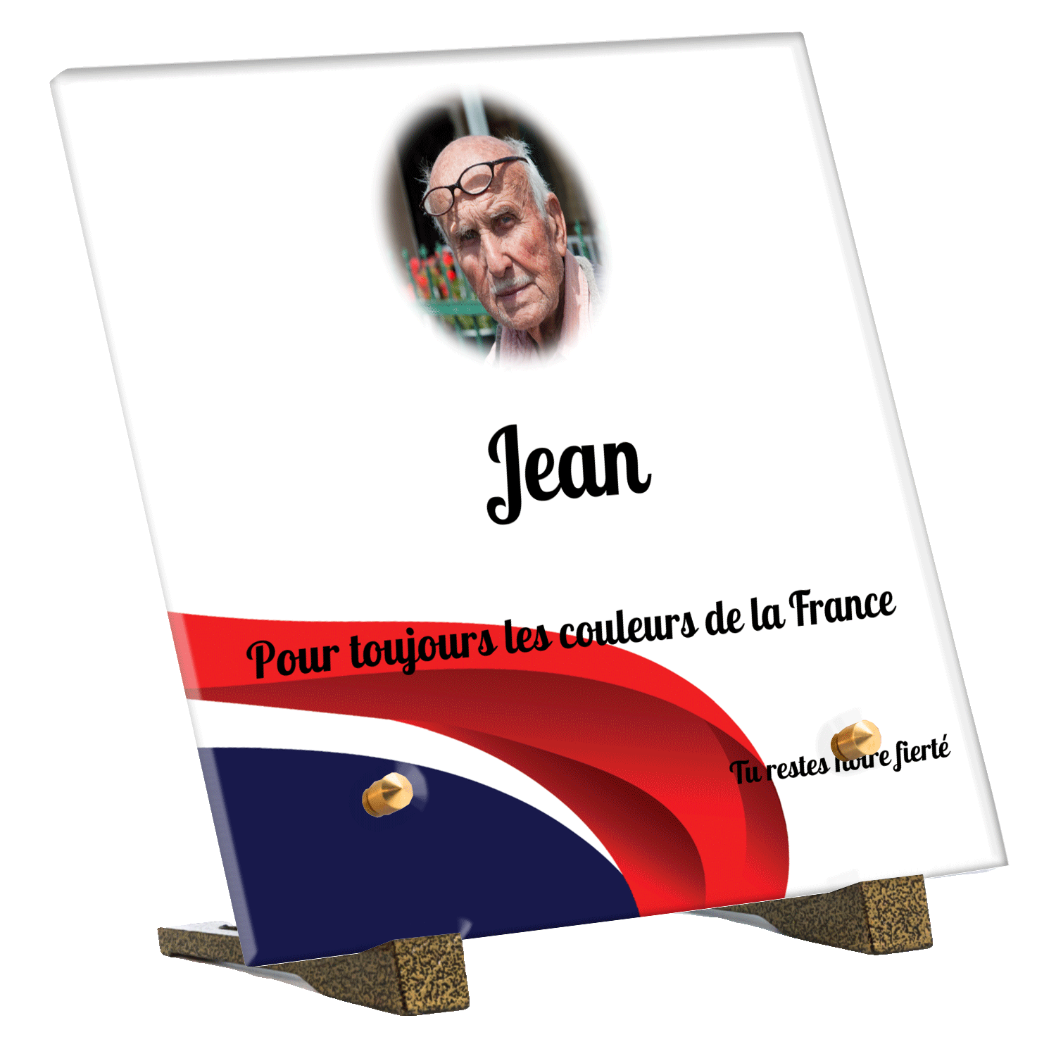 Plaque funéraire - Bandeau bleu blanc rouge