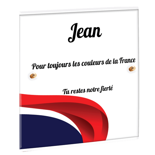 Plaque funéraire - Bandeau bleu blanc rouge