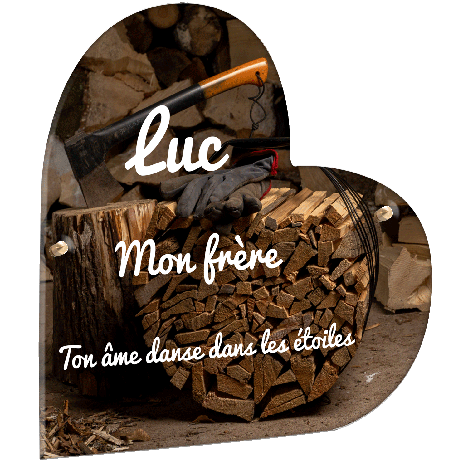 Plaque funéraire - Bûches de bois et hache