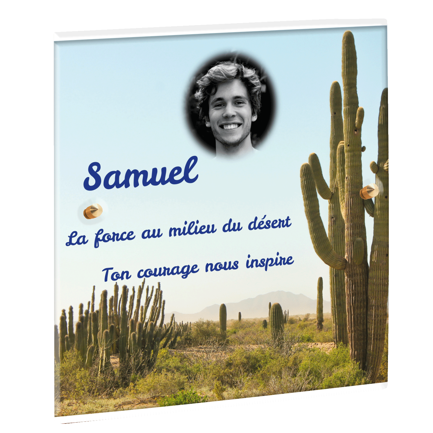 Plaque funéraire - Cactus dans le désert