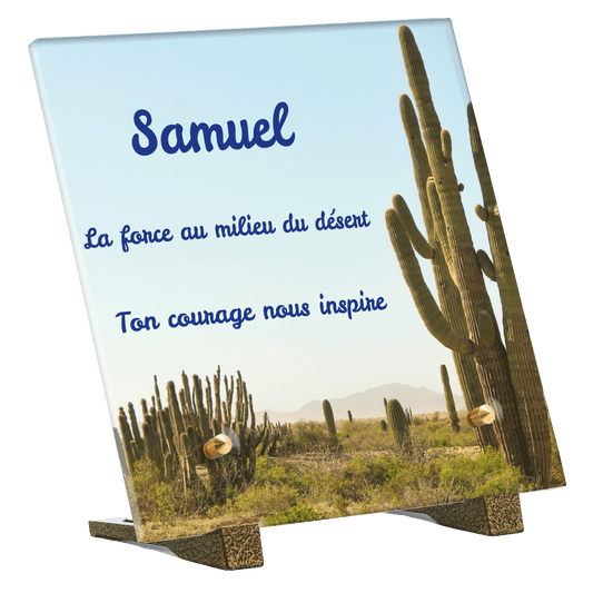 Plaque funéraire - Cactus dans le désert