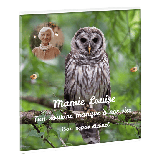 Plaque funéraire - Chouette sur une branche