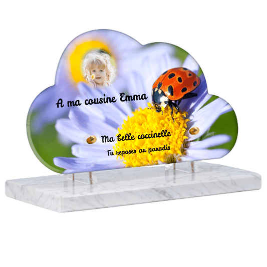 Plaque funéraire - Coccinelle sur une paquerette