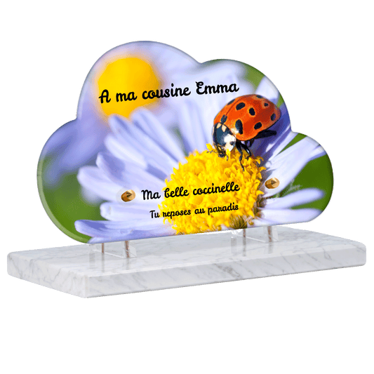 Plaque funéraire - Coccinelle sur une paquerette