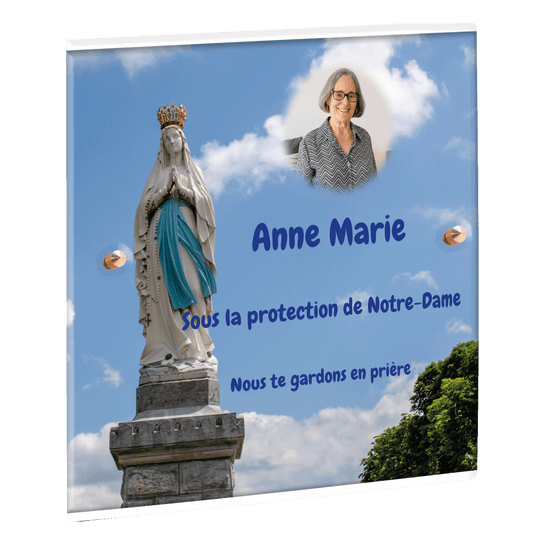 Plaque funéraire - Statue de la Dame de Lourdes