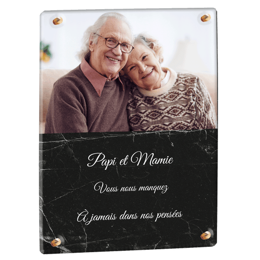 Plaque funéraire - Demi cadre noir
