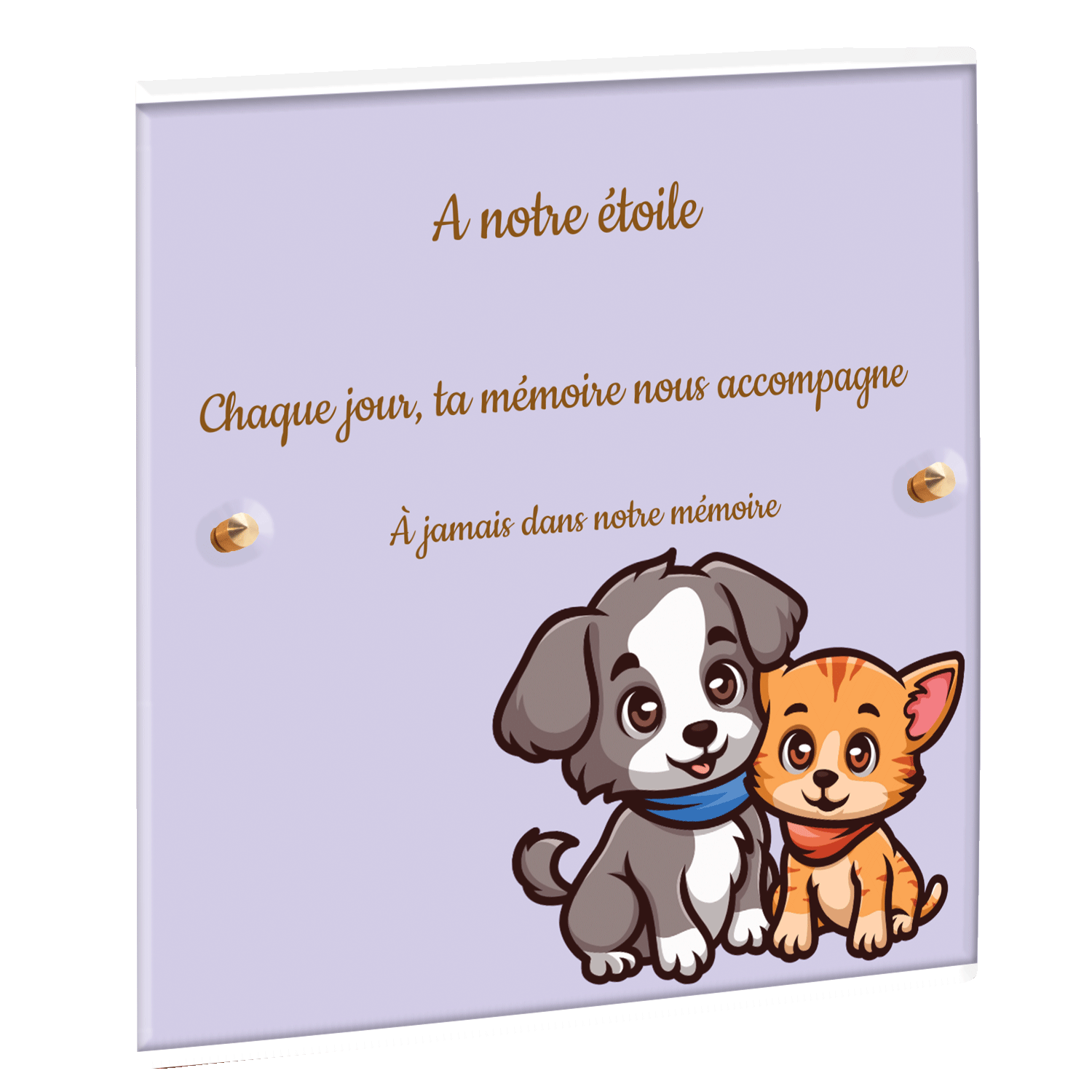 Plaque funéraire - Dessin Chien et chat