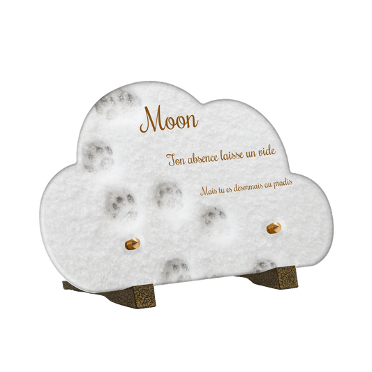 Plaque funéraire - Empreintes de chat dans la neige