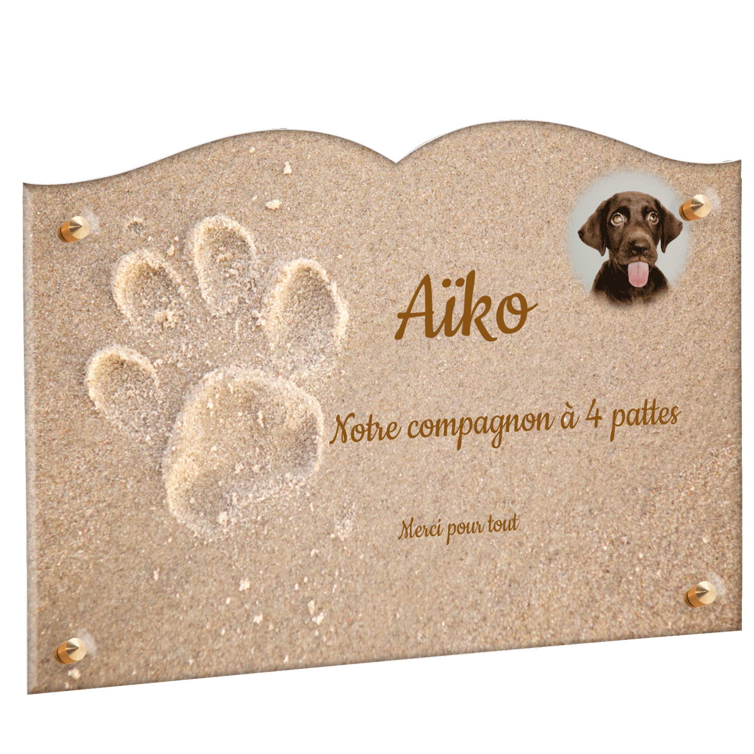 Plaque funéraire - Empreinte de chien