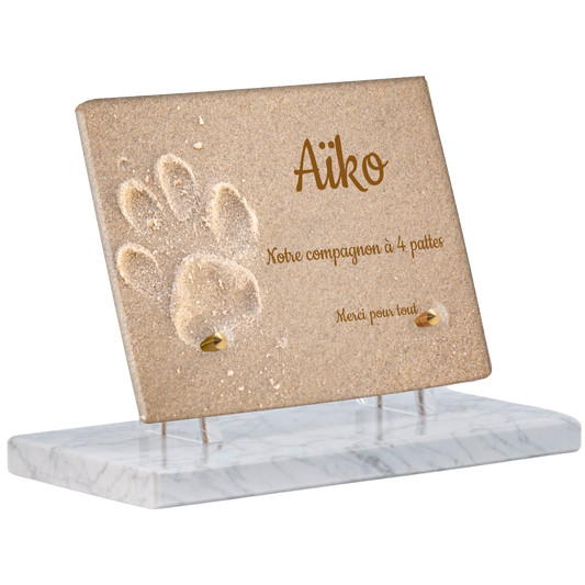 Plaque funéraire - Empreinte de chien