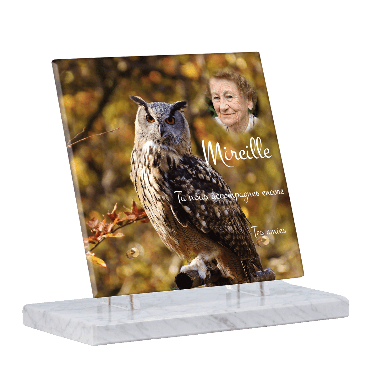 Plaque funéraire - Hibou grand-duc