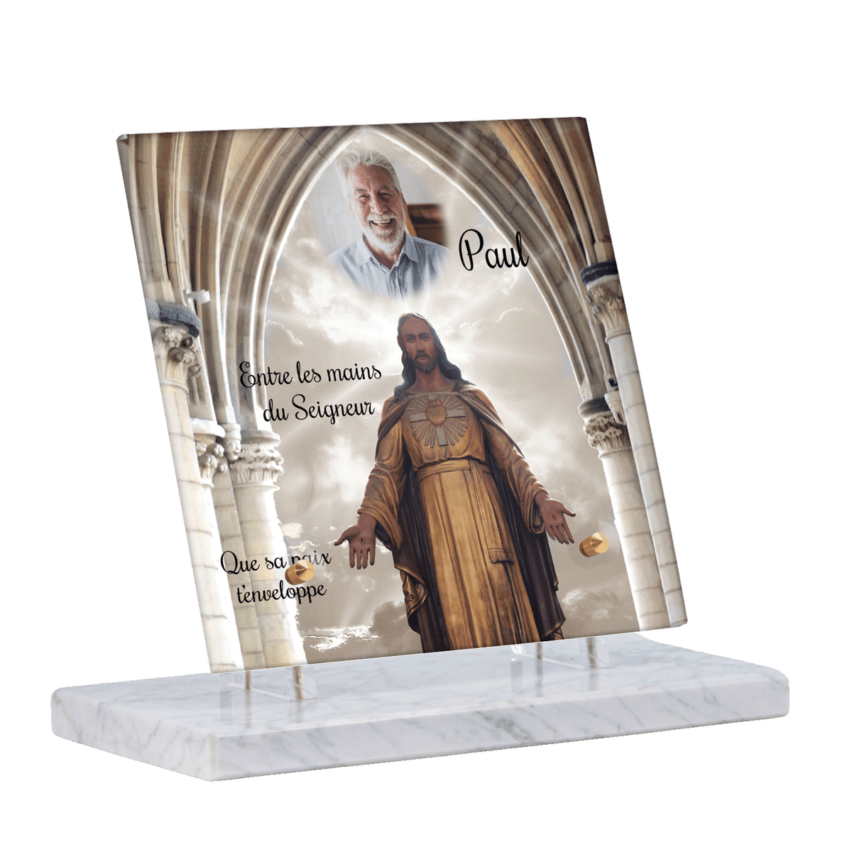 Plaque funéraire - Statue de Jésus Christ