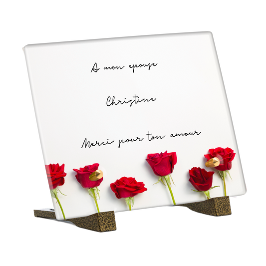 Plaque Funéraire - Roses rouges