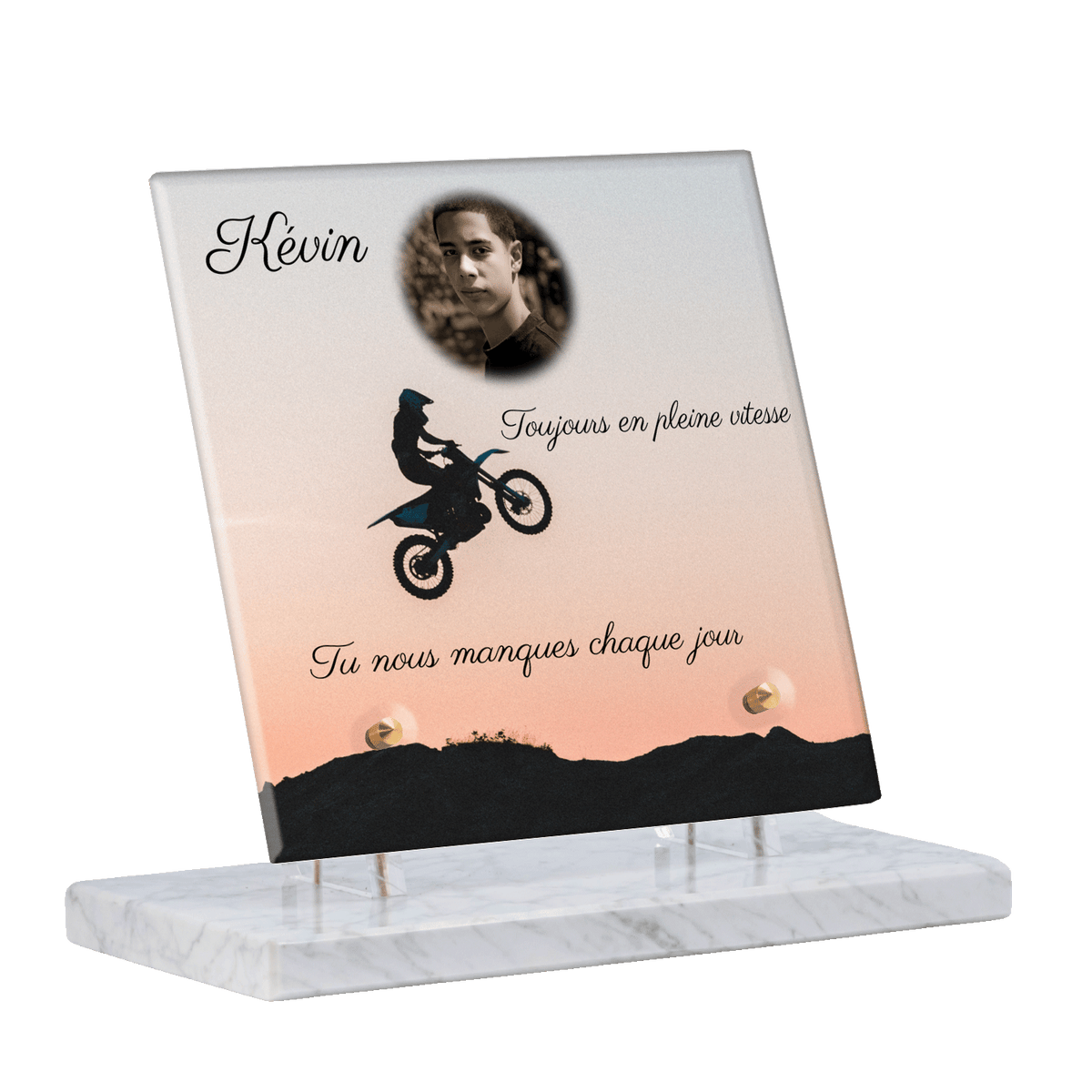 Plaque funéraire - Moto Cross