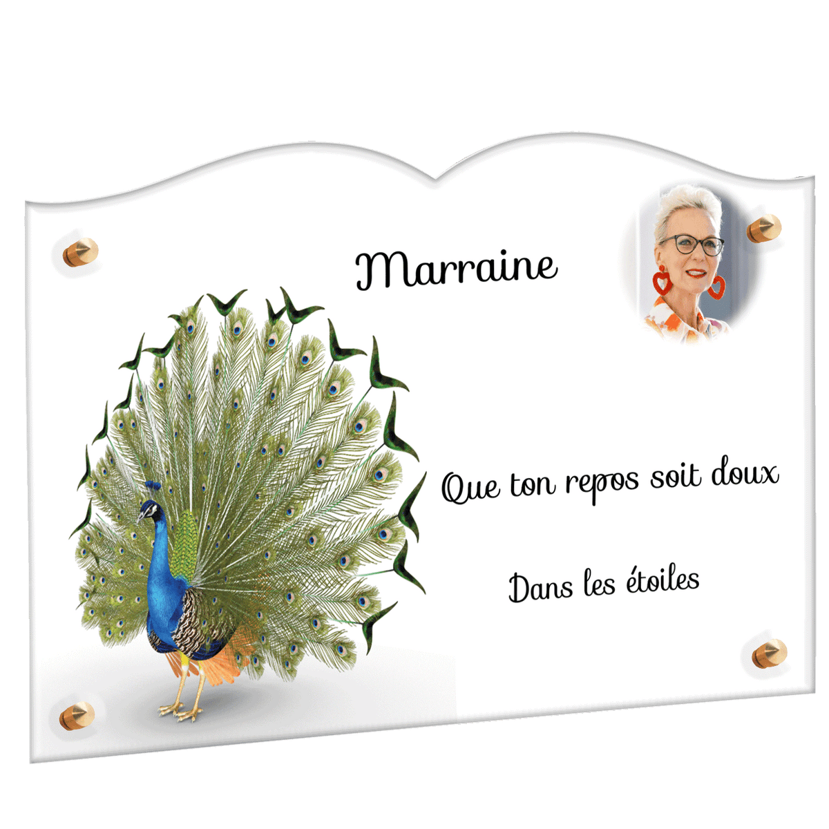 Plaque funéraire - Paon