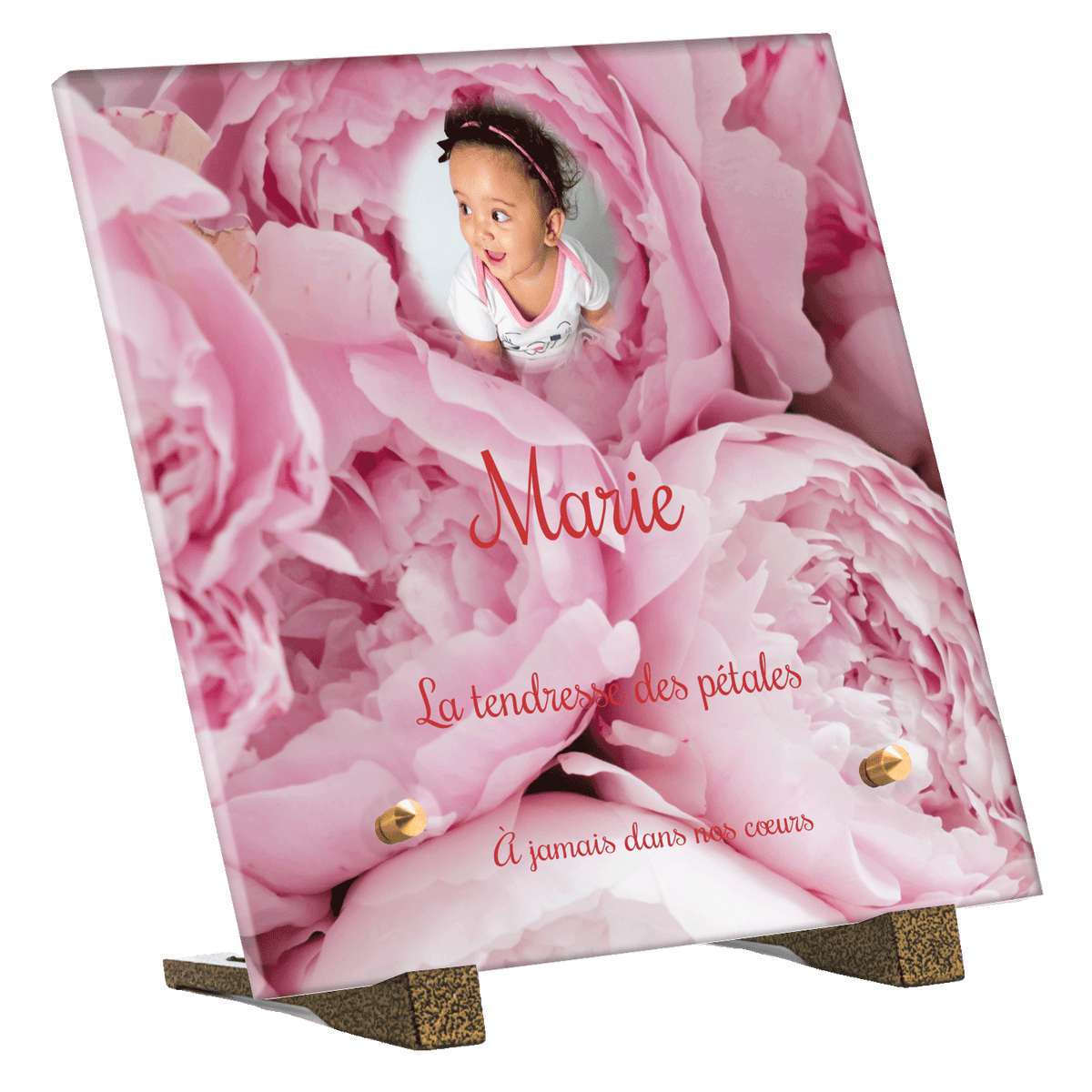 Plaque funéraire - Pivoines