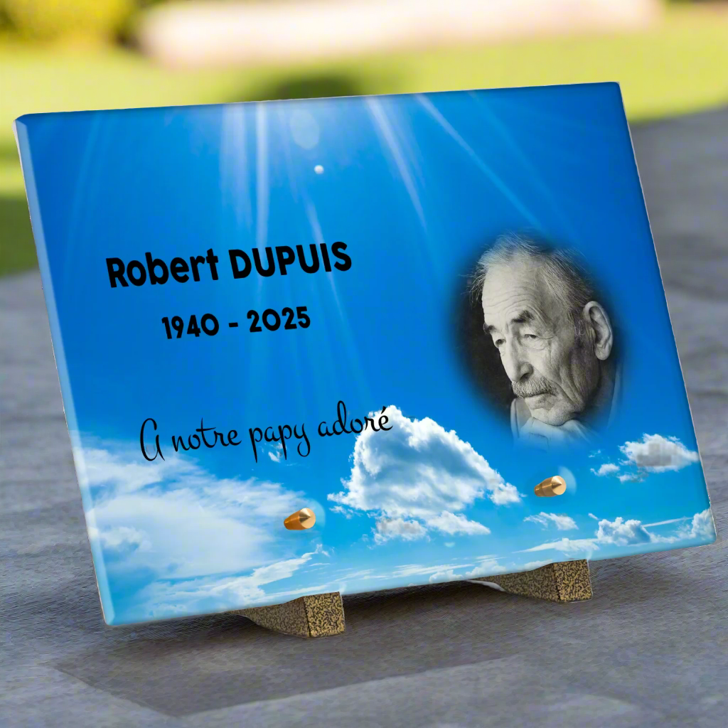 Plaque funéraire plexiglas ciel