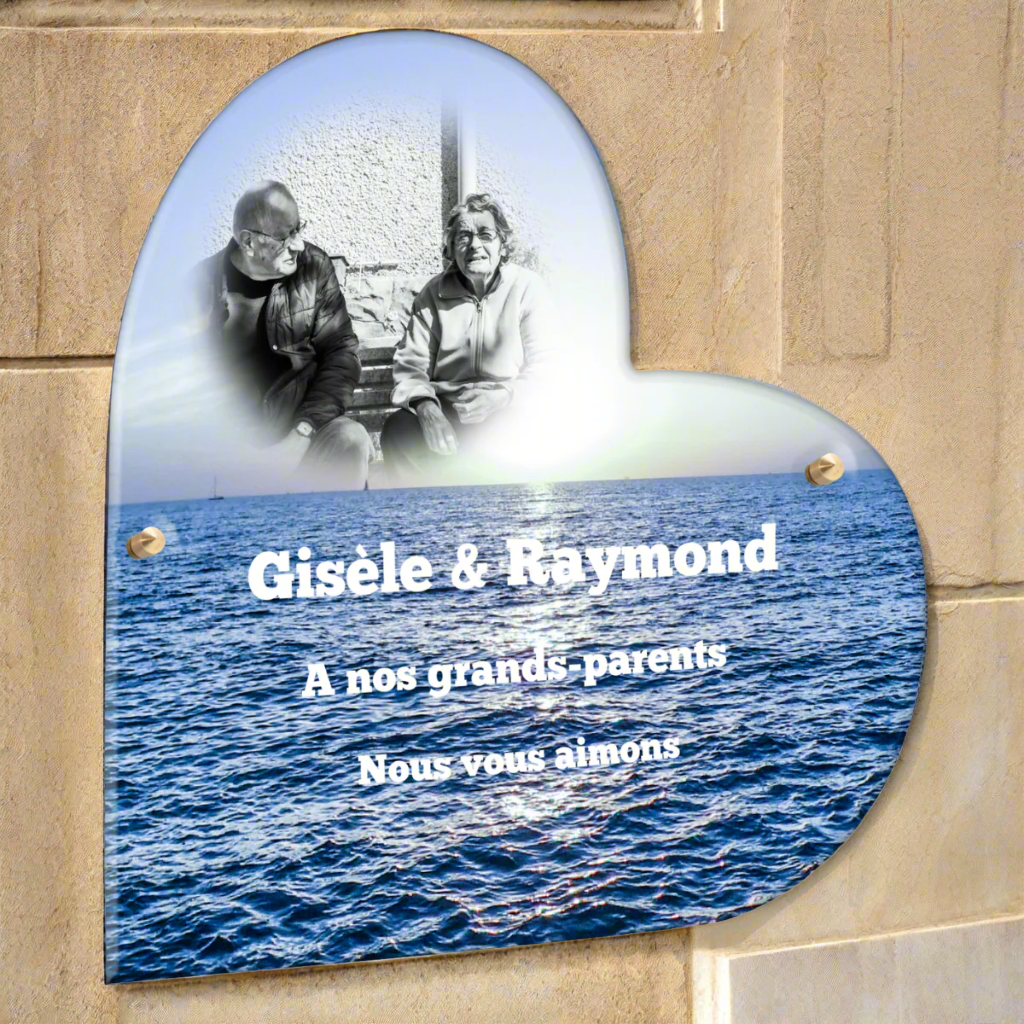 Plaque funéraire plexiglass océan