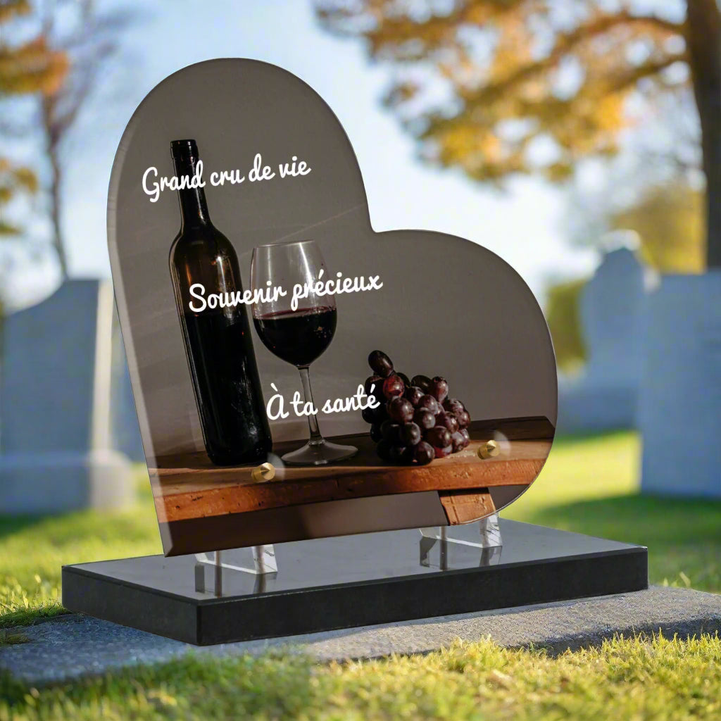 Plaque Funéraire Bouteille de vin rouge