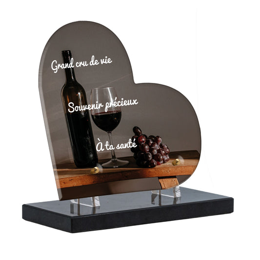Plaque Funéraire - Bouteille de vin rouge