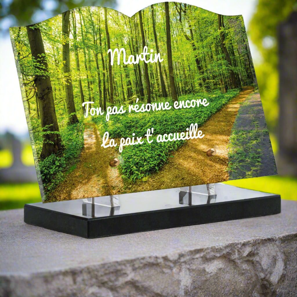 Plaque funéraire plexiglas Chemin Forestier
