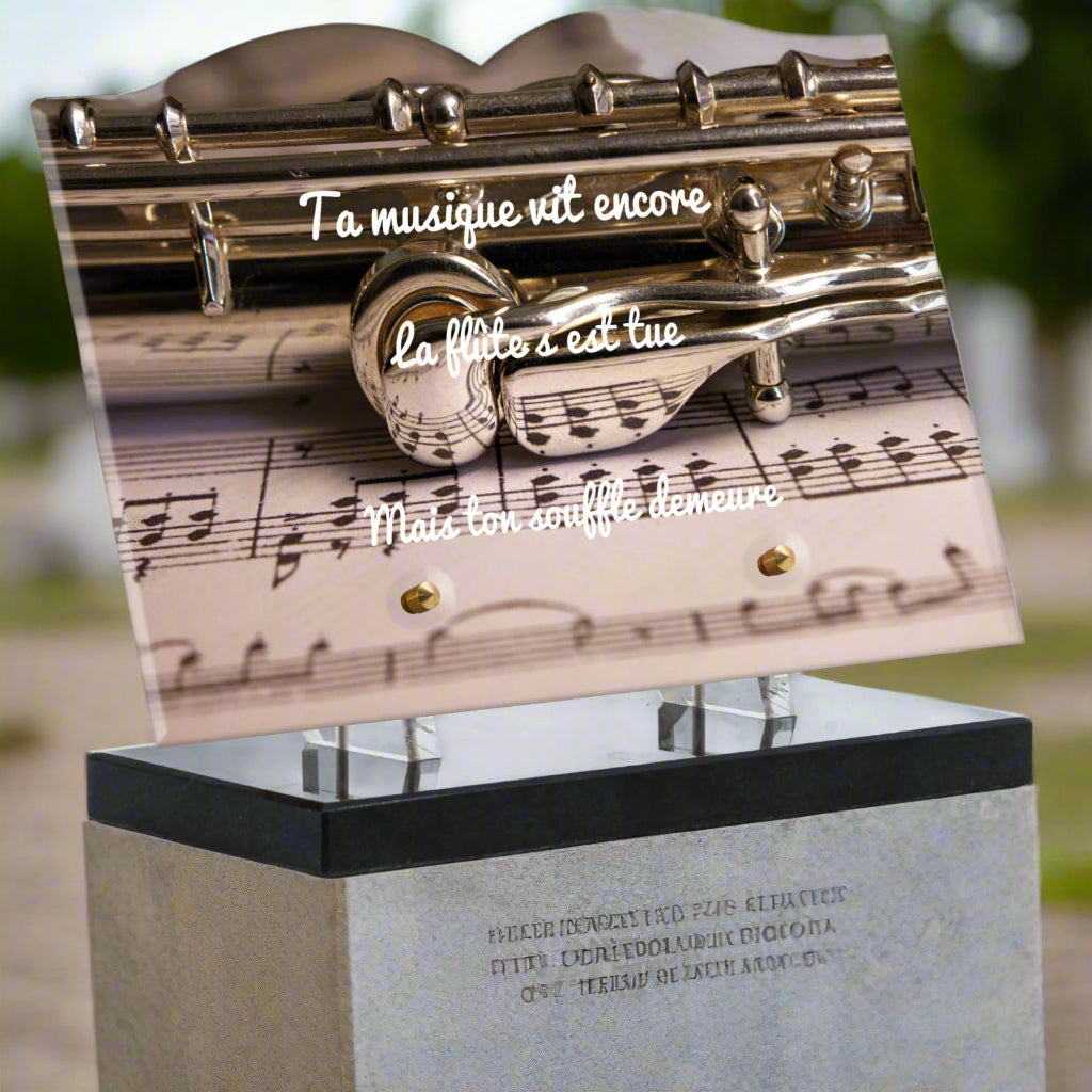 Plaque funéraire plexiglas Flute