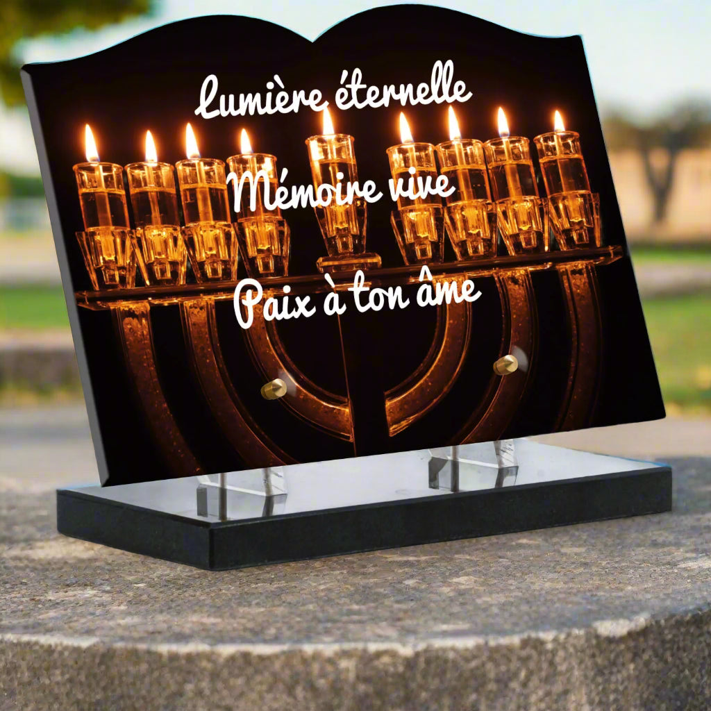 Plaque funéraire plexiglas Menorah