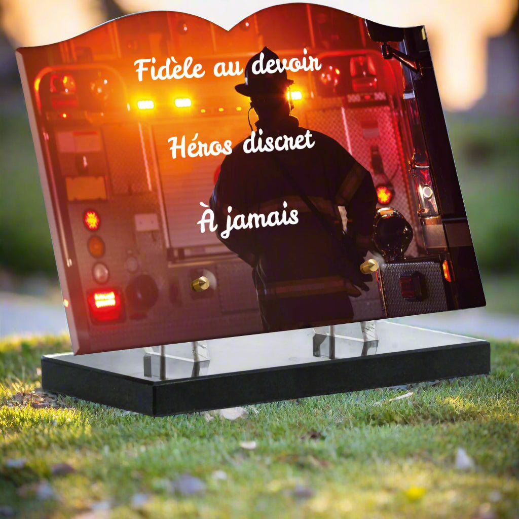 Plaque Funéraire Plexiglas Pompier