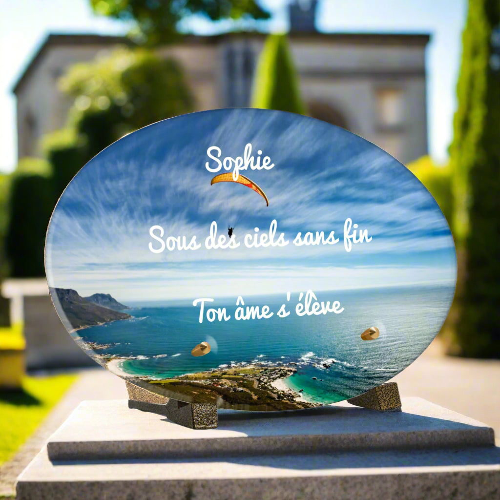 Plaque Funéraire en Plexiglas Parapente