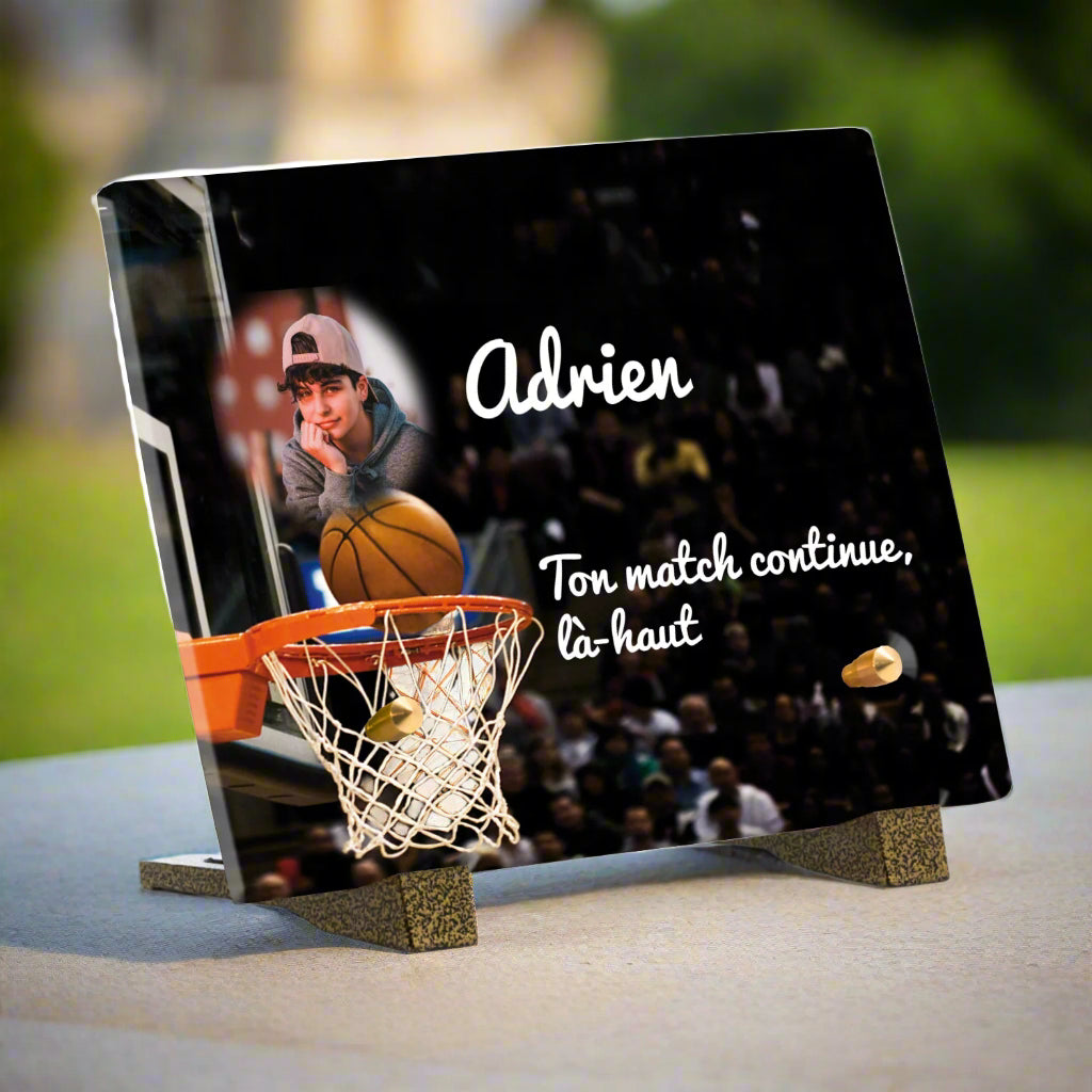 Plaque funéraire plexiglas basket