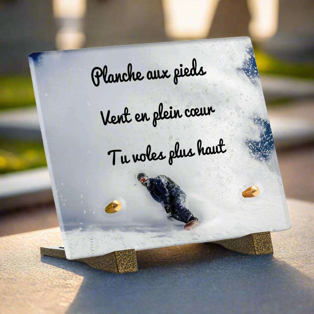 Plaque Funéraire Plexiglas Snowboard