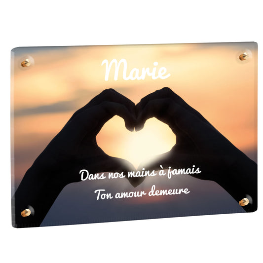 Plaque Funéraire - Cœur mains