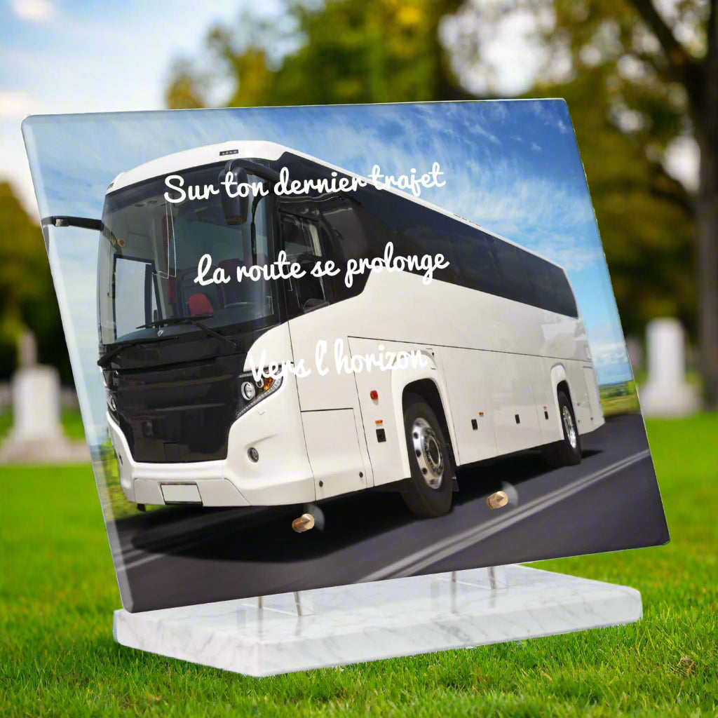Plaque funéraire plexiglass bus 