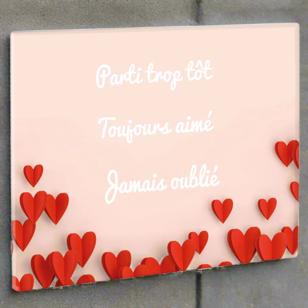 Plaque funéraire plexiglass coeurs 