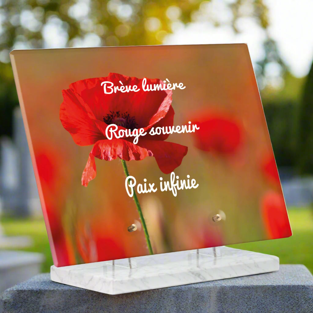 Plaque funéraire plexiglas Coquelicot