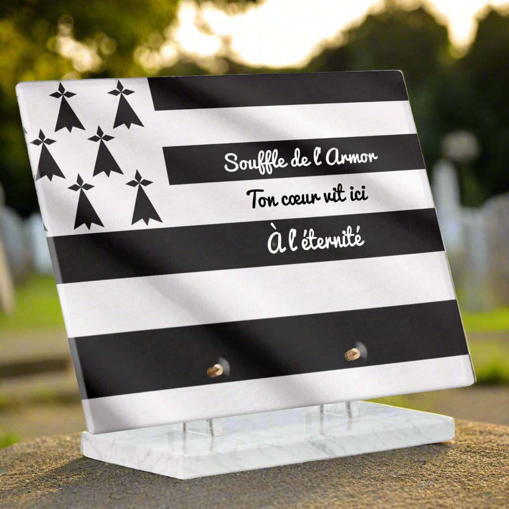 Plaque funéraire plexiglas Drapeau Breton